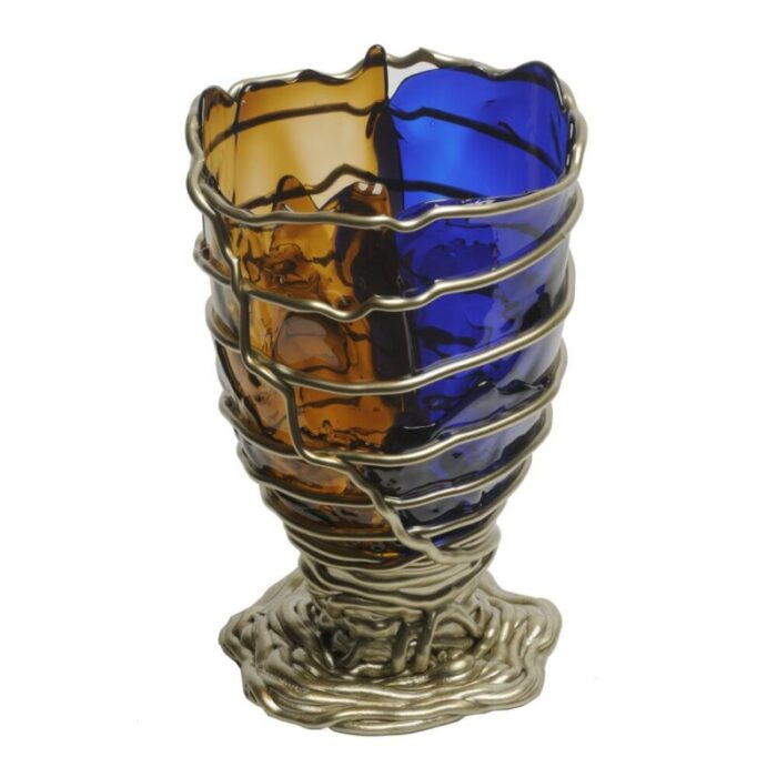 clear blue clear brown and bronze pompitu ii extracolor vase by gaetano pesce for fish design 2