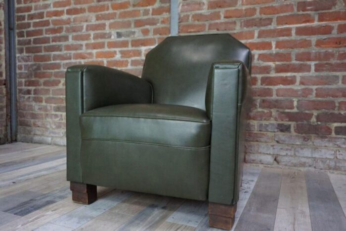 club chair in wood and imitation leather 1930s 8545