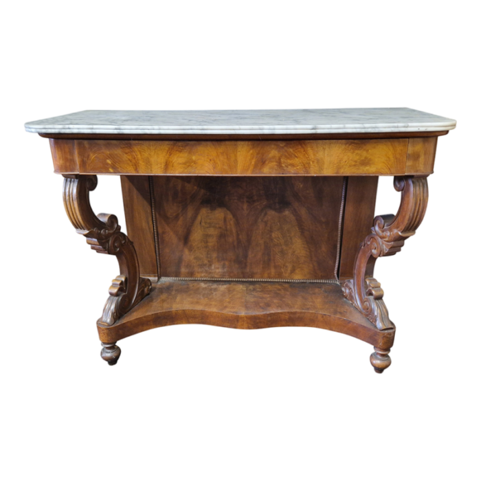 console table in inlaid walnut and maple 1539