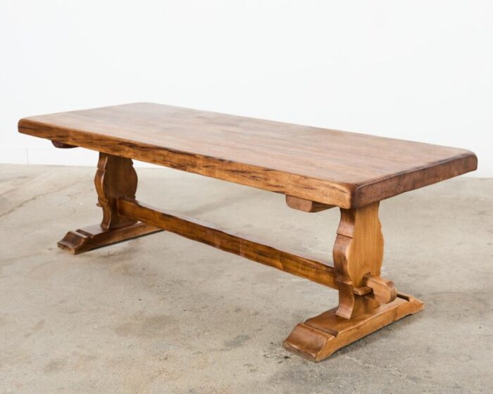 country french provincial walnut farmhouse trestle dining table 4323