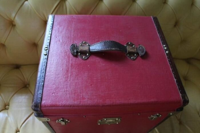 cube shape red canvas trunk 1930s 10