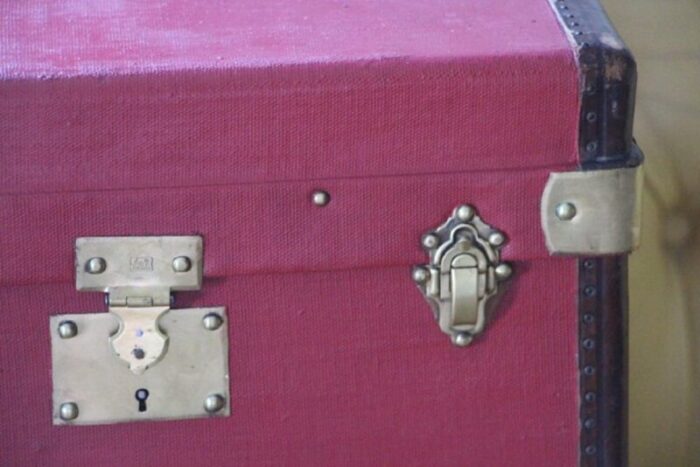 cube shape red canvas trunk 1930s 6