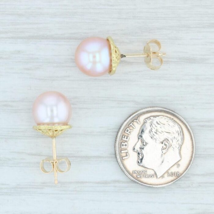 cultured pink pearl stud earrings 14k yellow gold pierced nordstrom 2 pieces 1491