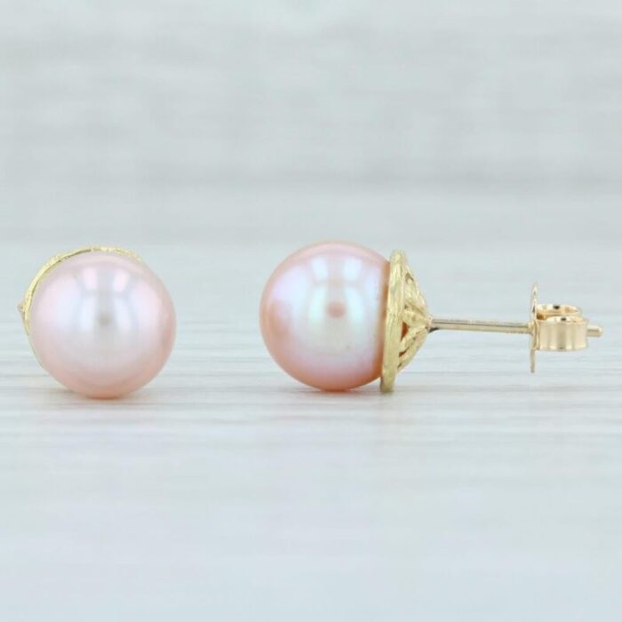 cultured pink pearl stud earrings 14k yellow gold pierced nordstrom 2 pieces 3549