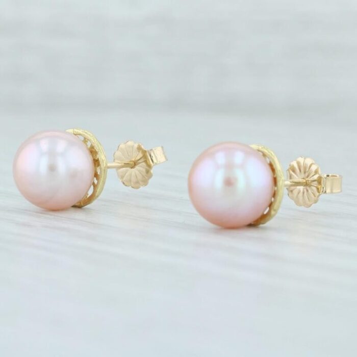 cultured pink pearl stud earrings 14k yellow gold pierced nordstrom 2 pieces 5373