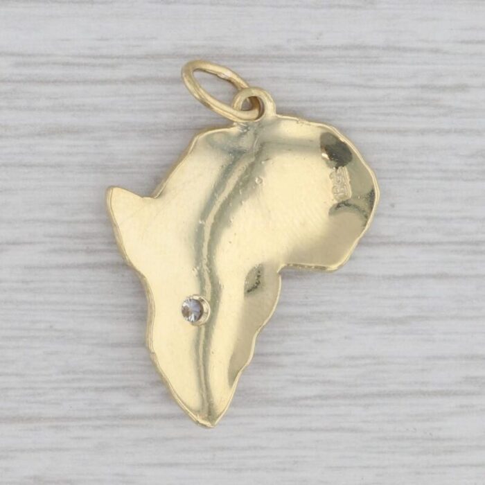 custom made 010ct diamond africa pendant hammered 18k yellow gold 2873