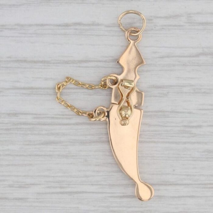 dagger and scabbard sheath charm 18k yellow gold vintage pendant opens 0420