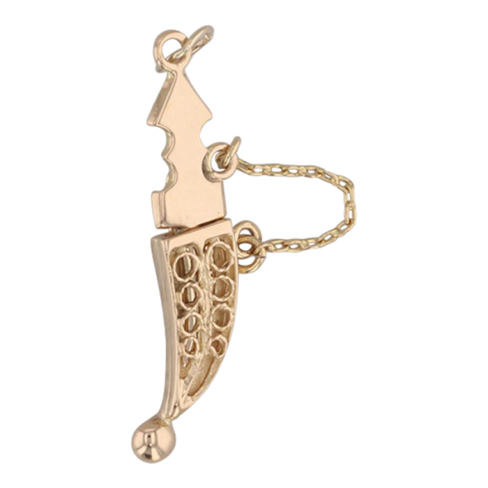 dagger and scabbard sheath charm 18k yellow gold vintage pendant opens 5583