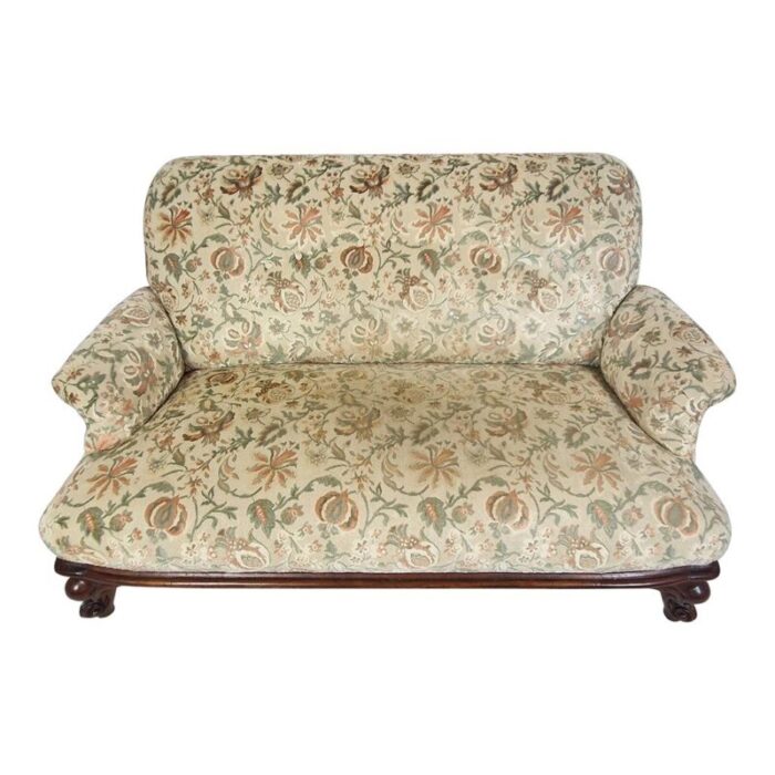 damask fabric armchairs and sofa 1920s set of 3 0892