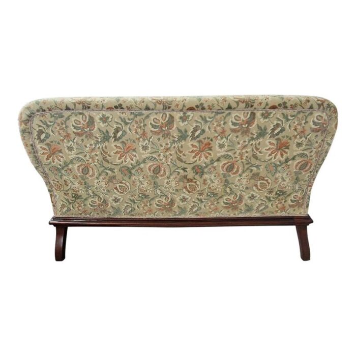 damask fabric armchairs and sofa 1920s set of 3 2509