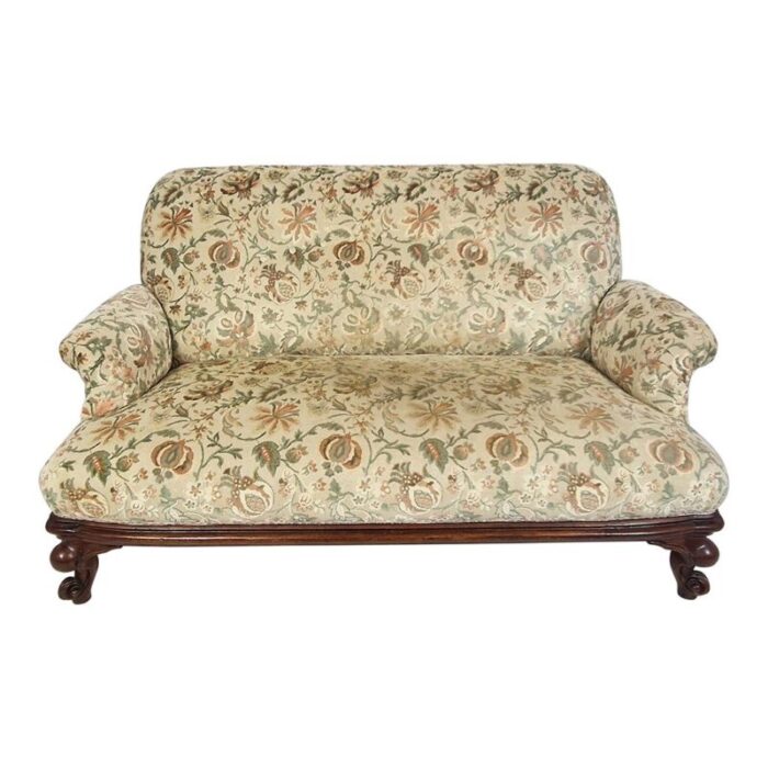 damask fabric armchairs and sofa 1920s set of 3 4273