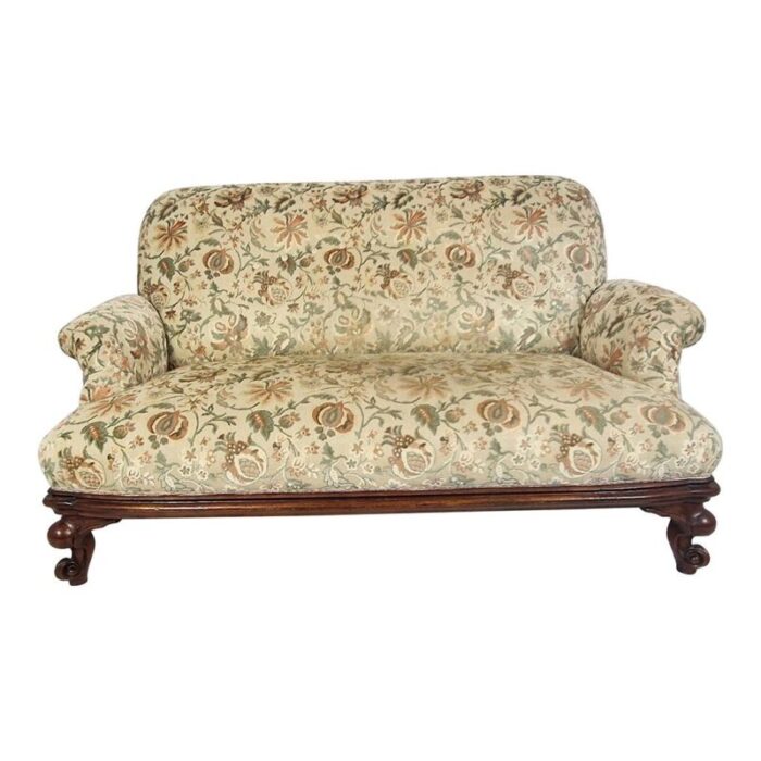 damask fabric armchairs and sofa 1920s set of 3 6469