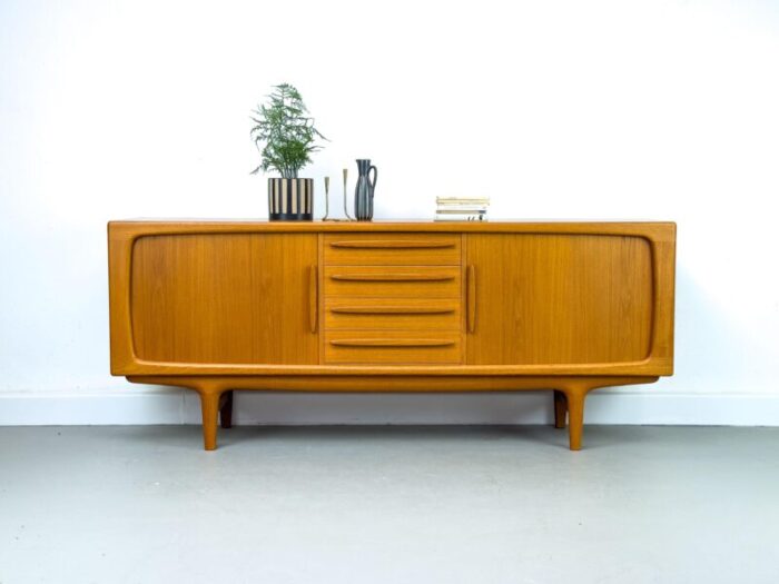 danish teak sideboard with tambour doors from cfc silkeborg 1970s 1229