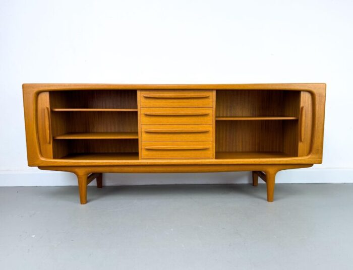 danish teak sideboard with tambour doors from cfc silkeborg 1970s 1381