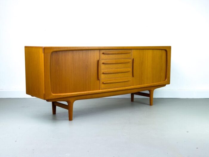 danish teak sideboard with tambour doors from cfc silkeborg 1970s 5854