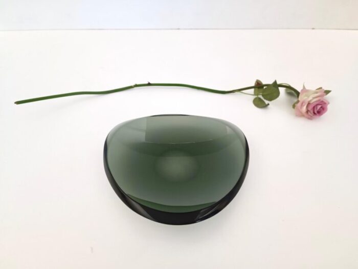 dark green glass ashtray by max ingrand for fontana arte italy 1950s 4272