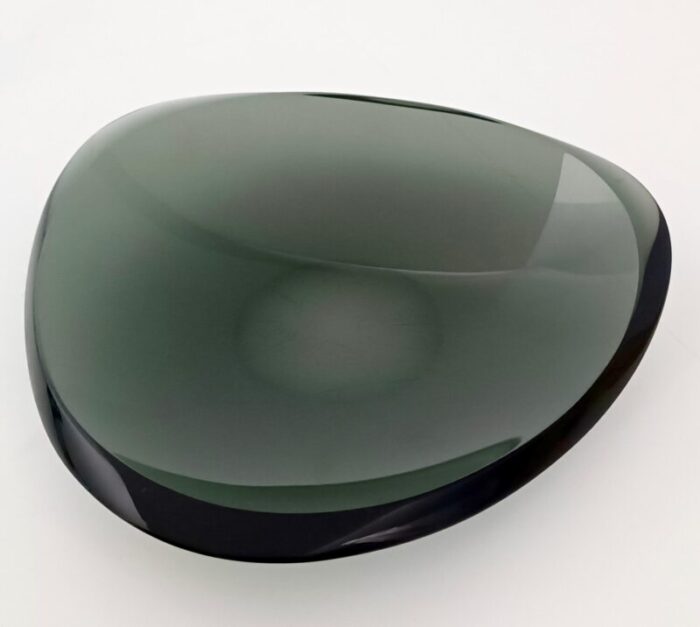 dark green glass ashtray by max ingrand for fontana arte italy 1950s 5746