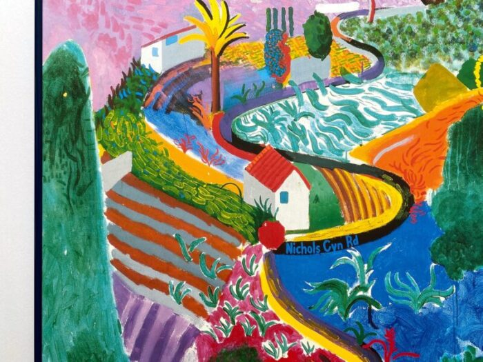 david hockney vintage 1988 lithograph print framed large metropolitan museum of art exhibition poster nichols canyon 1980 0658