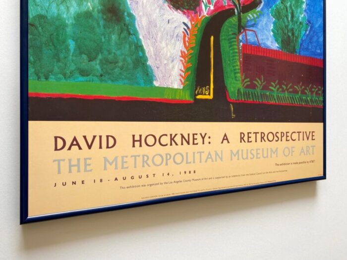 david hockney vintage 1988 lithograph print framed large metropolitan museum of art exhibition poster nichols canyon 1980 0931