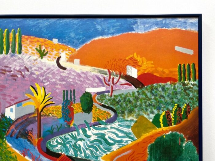 david hockney vintage 1988 lithograph print framed large metropolitan museum of art exhibition poster nichols canyon 1980 3741