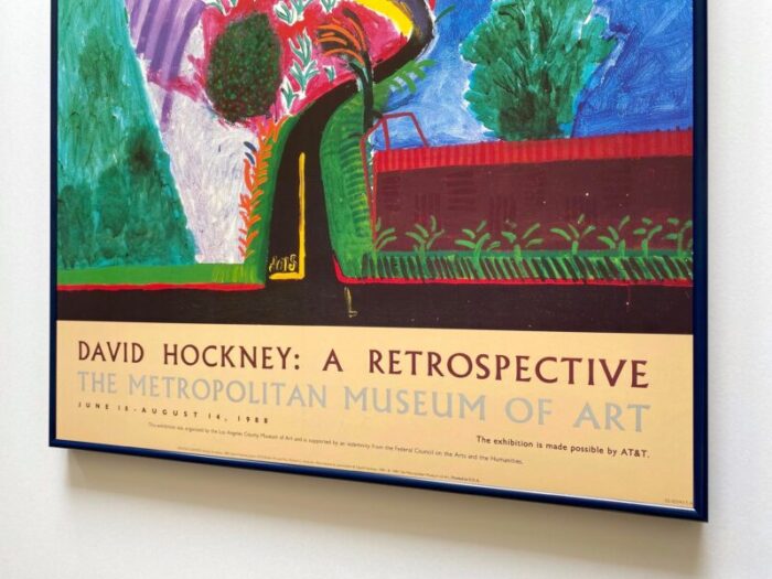 david hockney vintage 1988 lithograph print framed large metropolitan museum of art exhibition poster nichols canyon 1980 6335