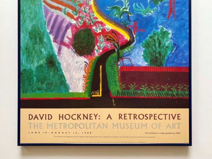 david hockney vintage 1988 lithograph print framed large metropolitan museum of art exhibition poster nichols canyon 1980 7574