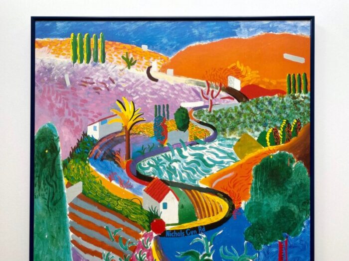 david hockney vintage 1988 lithograph print framed large metropolitan museum of art exhibition poster nichols canyon 1980 9913