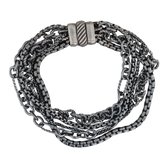 david yurman 5 row blackened chain bracelet sterling silver 7 4337