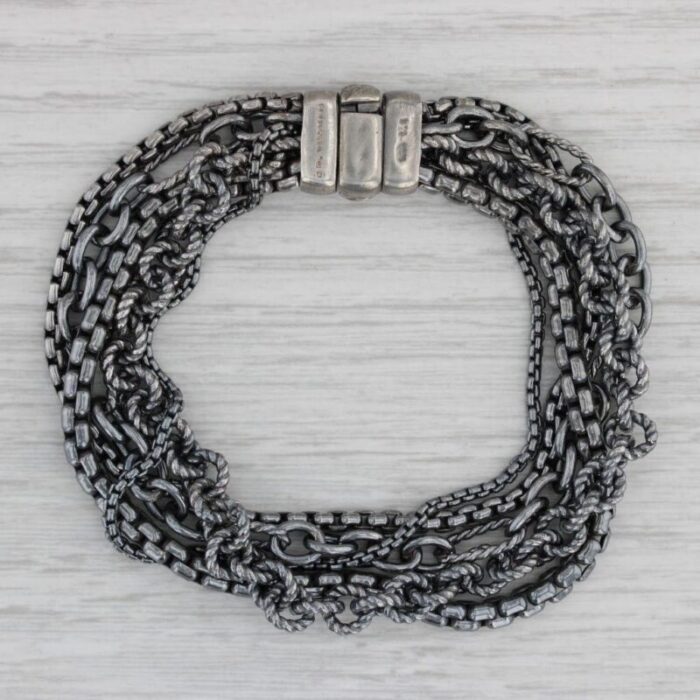 david yurman 5 row blackened chain bracelet sterling silver 7 5696