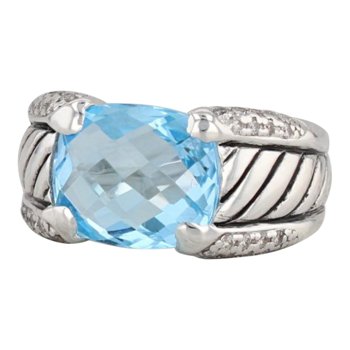 david yurman 610ctw blue topaz diamond ring sterling silver size 625 1924