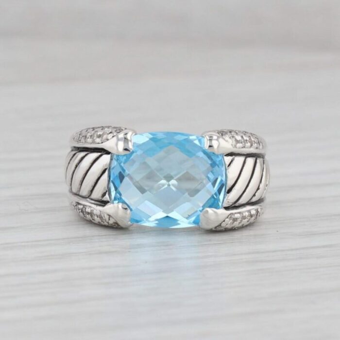 david yurman 610ctw blue topaz diamond ring sterling silver size 625 2576