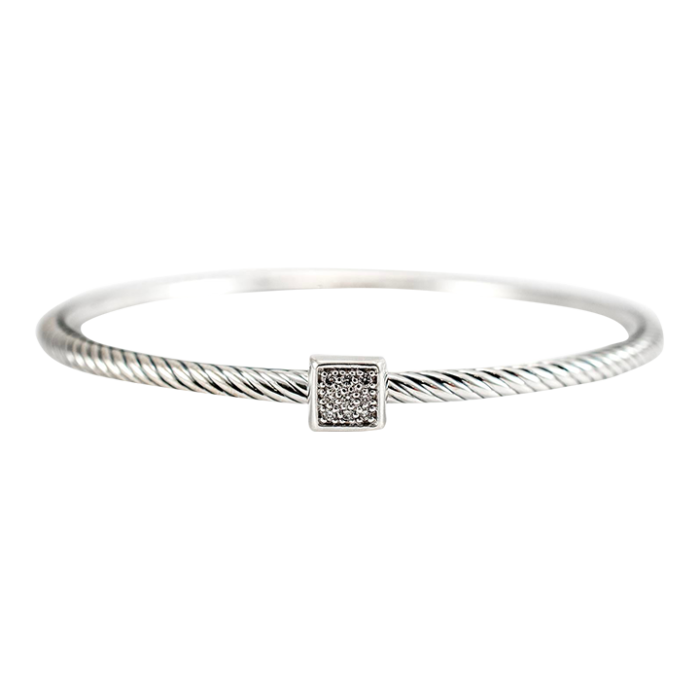 david yurman 925 sterling silver confetti pave diamond cable bangle bracelet 3588