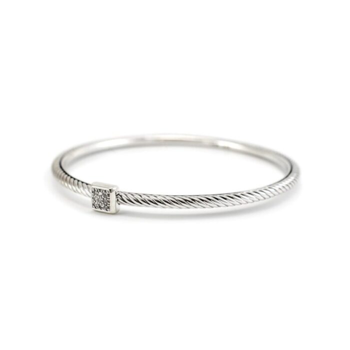 david yurman 925 sterling silver confetti pave diamond cable bangle bracelet 6810