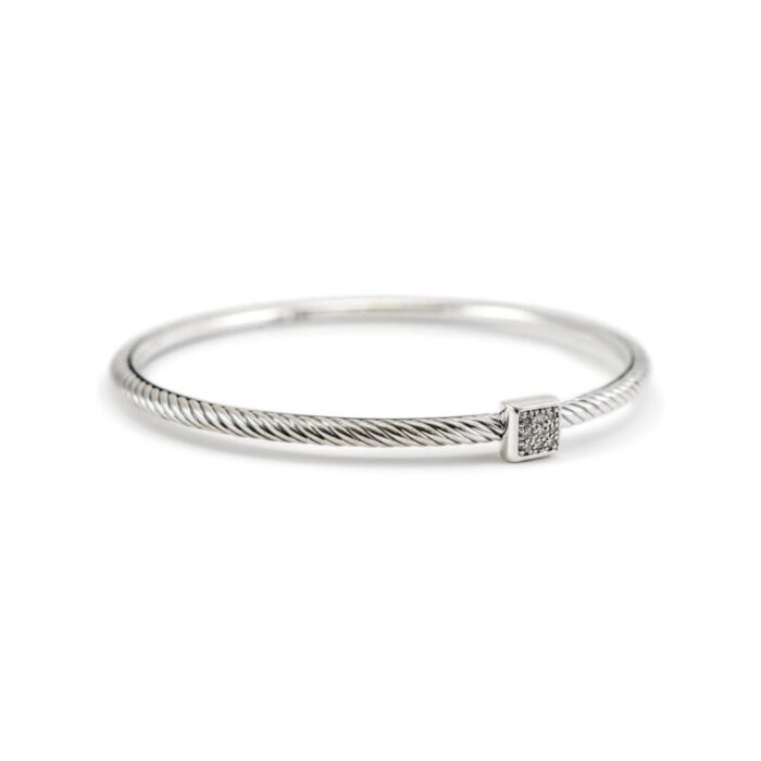 david yurman 925 sterling silver confetti pave diamond cable bangle bracelet 9875