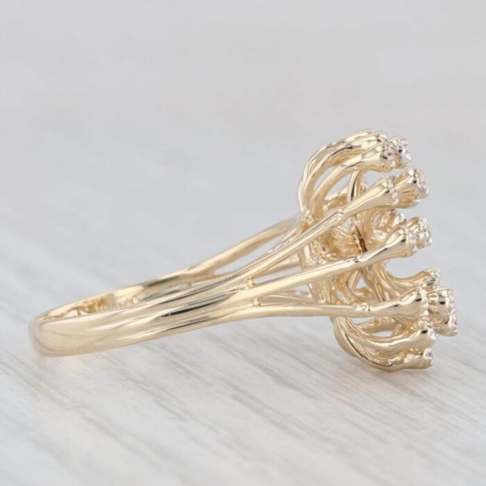 diamond cluster spray ring 14k yellow gold size 925 cocktail 2839