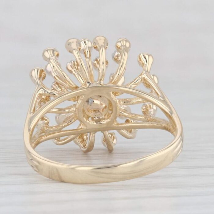 diamond cluster spray ring 14k yellow gold size 925 cocktail 5814