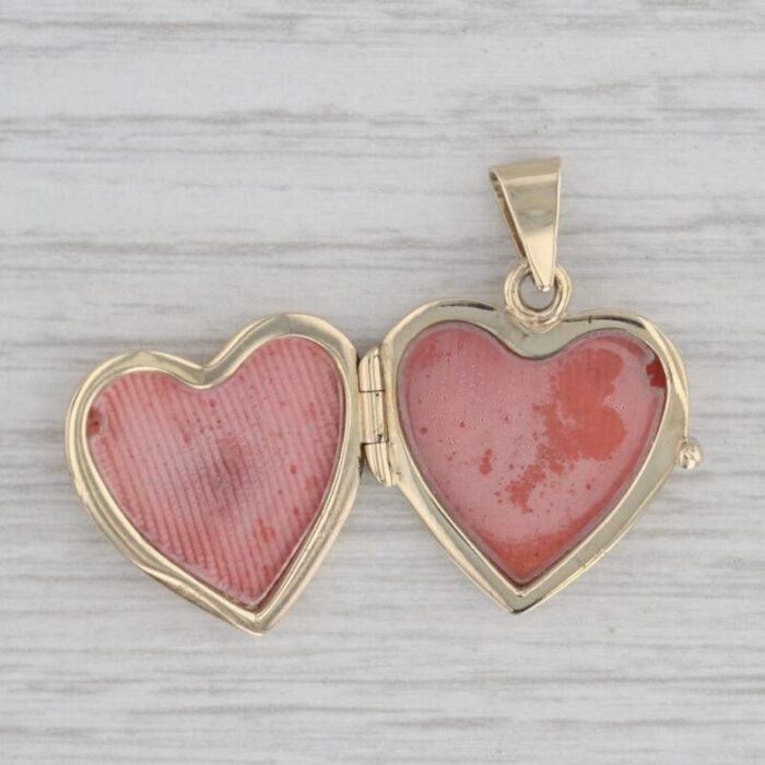 diamond heart photo locket pendant 14k yellow gold engravable 6770