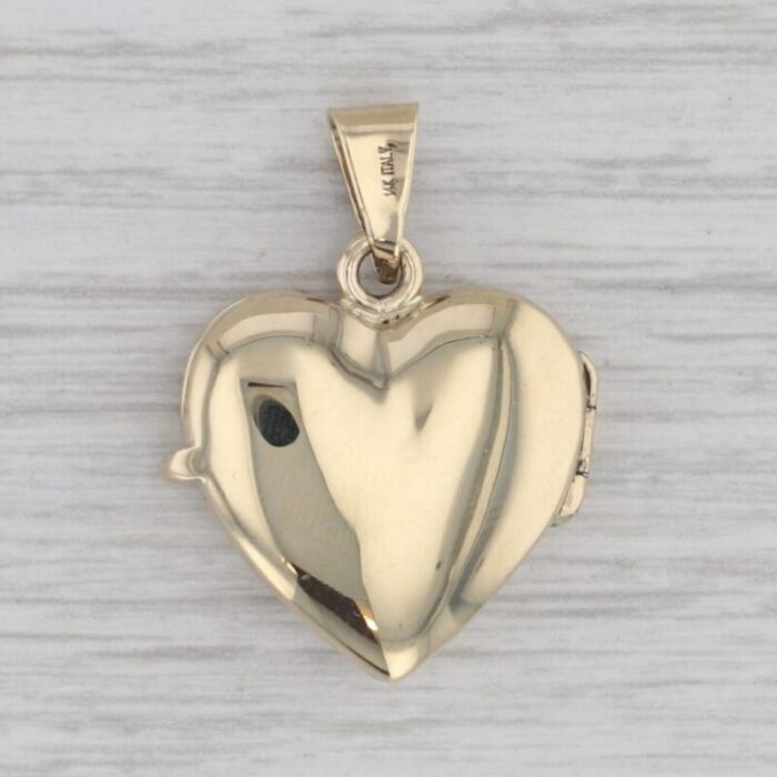 diamond heart photo locket pendant 14k yellow gold engravable 9126