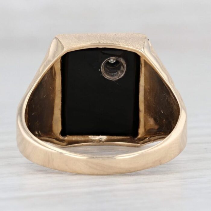 diamond onyx masonic blue lodge signet ring 10k yellow gold size 1175 3456