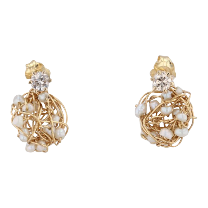 diamond stud earrings pearl nest enhancer charms 10k 18k yellow gold nordstrom 2 pieces 5465