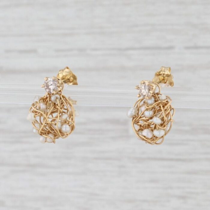 diamond stud earrings pearl nest enhancer charms 10k 18k yellow gold nordstrom 2 pieces 9760