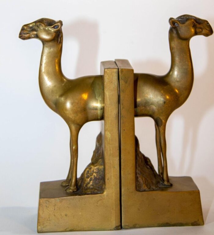 dolbi cashier large brass camel bookends sculpture 1960s 0370