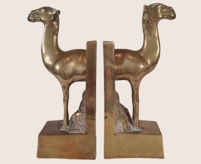 dolbi cashier large brass camel bookends sculpture 1960s 4860