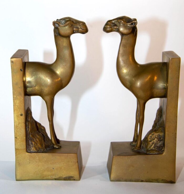 dolbi cashier large brass camel bookends sculpture 1960s 5974