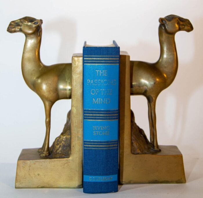 dolbi cashier large brass camel bookends sculpture 1960s 8750