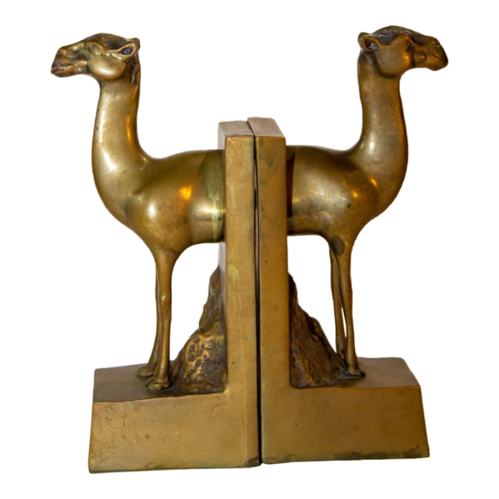 dolbi cashier large brass camel bookends sculpture 1960s 8827