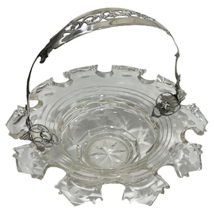 dutch bowl in crystal with silver swing handle 1875 1