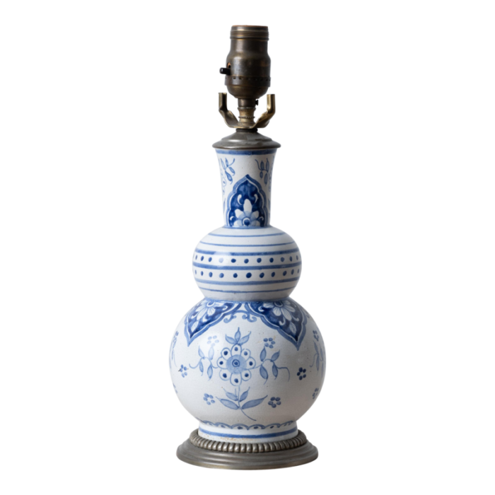 dutch delft faience double gourd vase lamp 19th century 2728