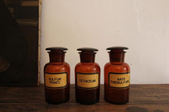 early 20th century german apothecary glass jars 1920s set of 3 3749