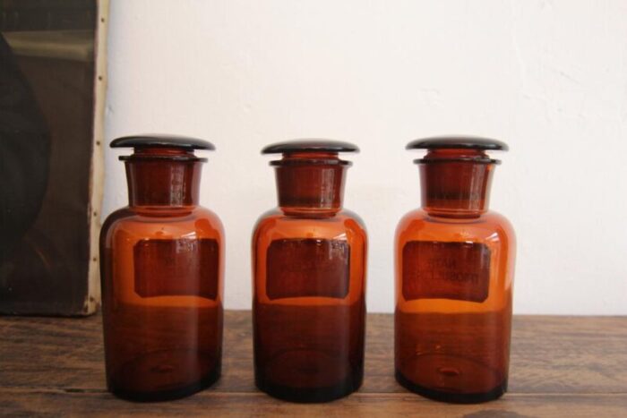 early 20th century german apothecary glass jars 1920s set of 3 4382